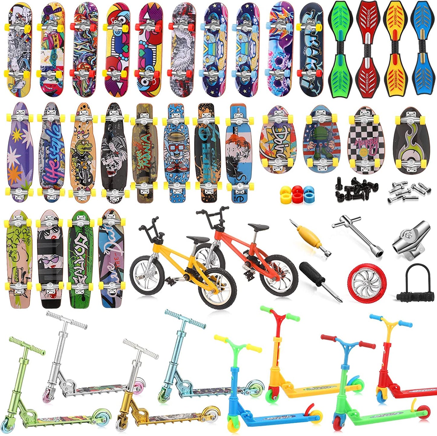 100 Pcs Mini Finger Skateboards Toys Set Fingerboards