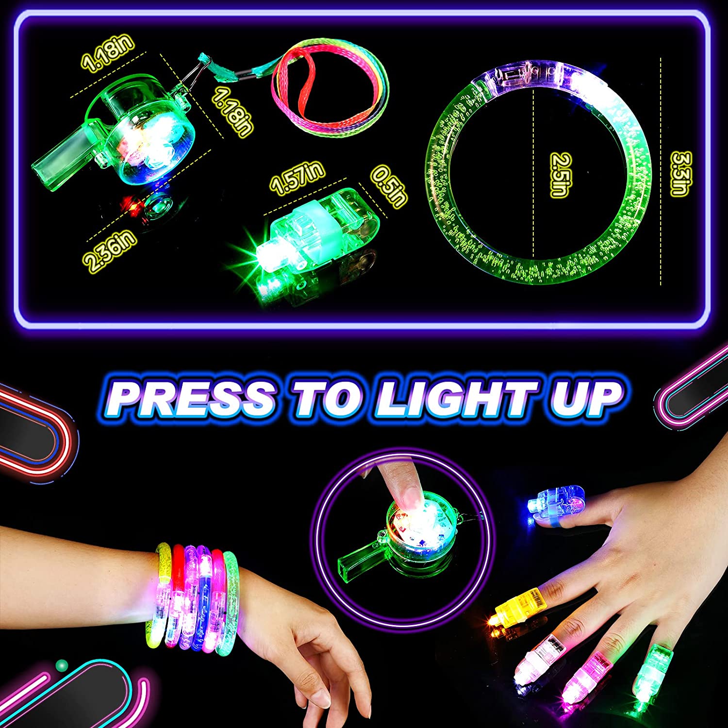 Party Supplies for Kids Light Up Party 64 PCS Glow in the Dark