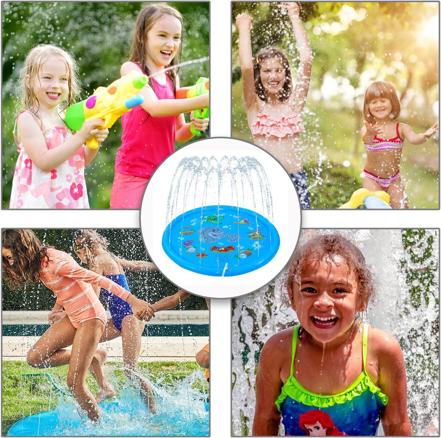 Summer Water Sprinkler Splash Pad Sprinkler for Kids - 67" Inflatable