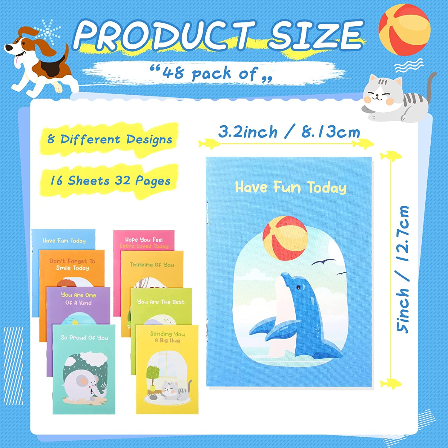 48 Pcs Mini Animal Notebooks for Kids Party Favors Bulk 3.2 x 5 Motivational Journal Notebook