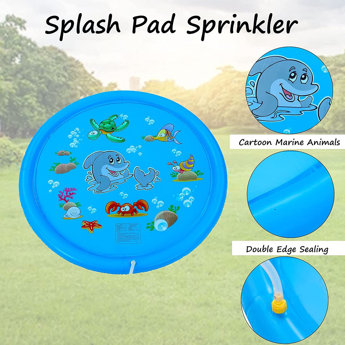 Summer Water Sprinkler Splash Pad Sprinkler for Kids - 67" Inflatable