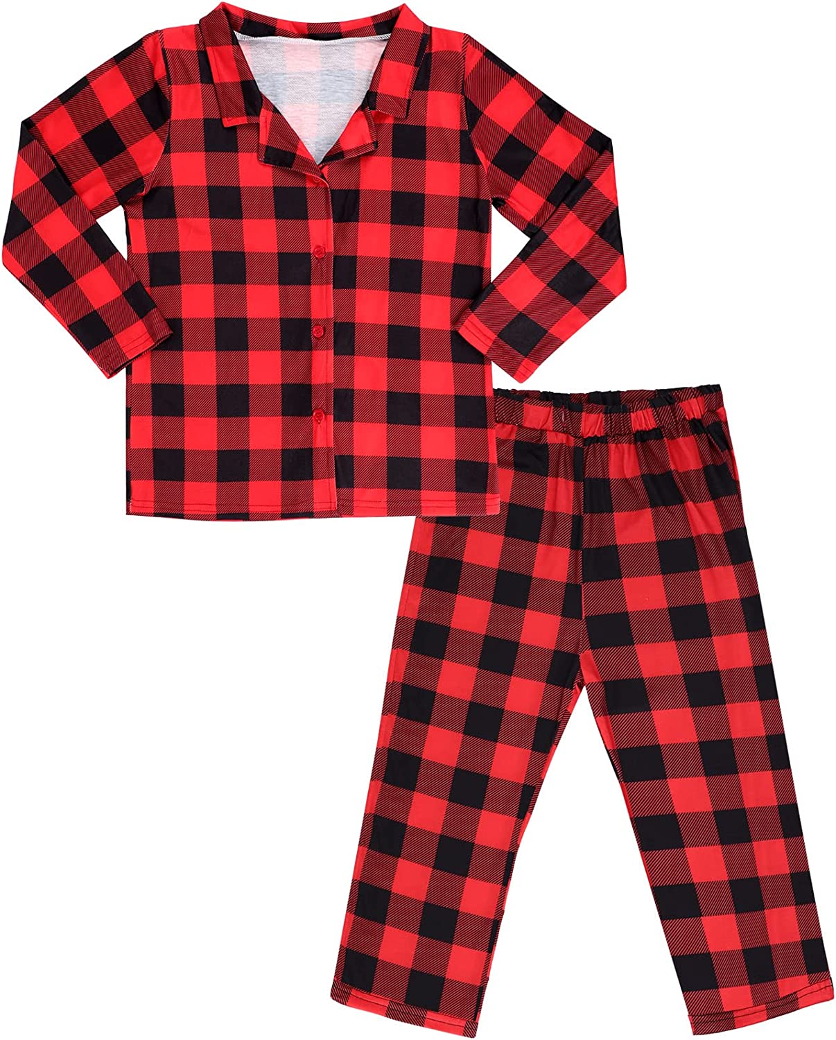 Kids Matching Christmas Pajamas Sets Buffalo Plaid Family Pajamas Long Sleeve