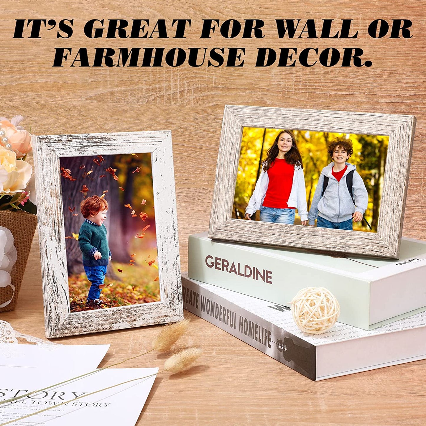 Picture Frame Distressed Farmhouse Photo Frames Wood Rustic Picture Frames Set