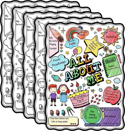 All About Me Student Coloring Posters Fill in Posters (25 Sheets)