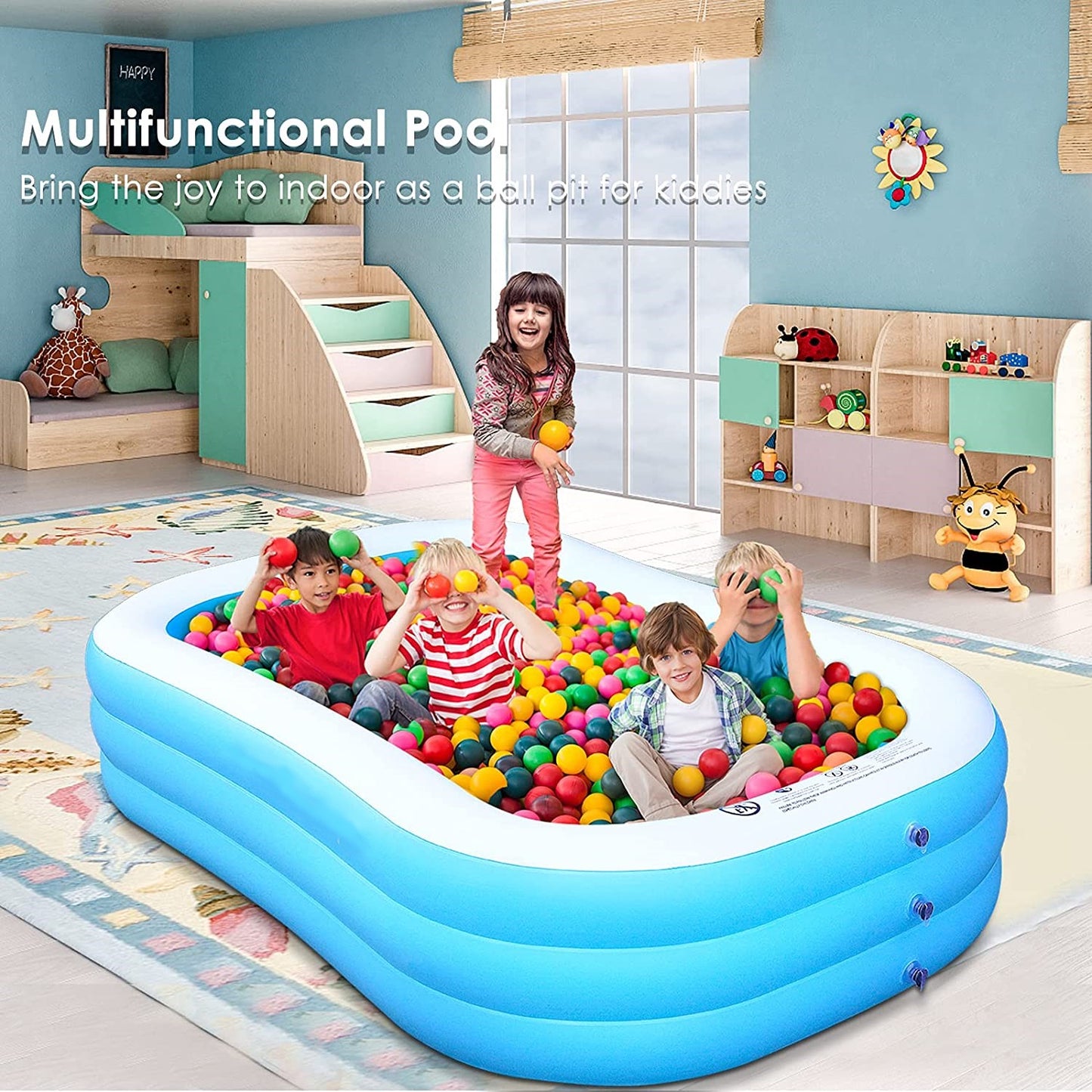 Large Inflatable Portable Kids Swimming Pool Blow Up Kiddie Pool