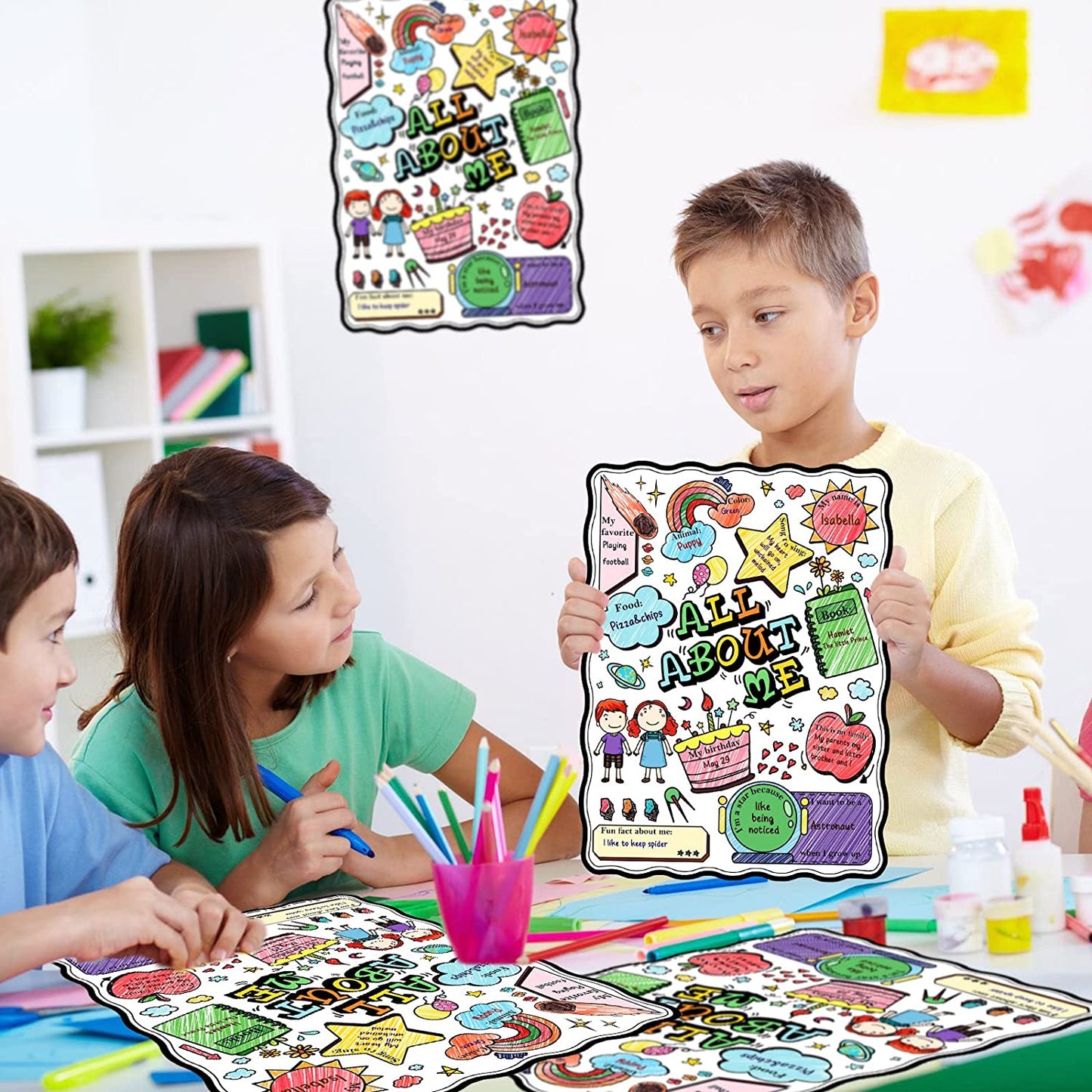 All About Me Student Coloring Posters Fill in Posters (25 Sheets)