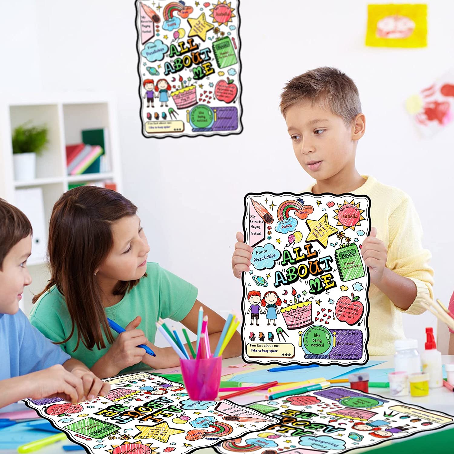 All About Me Student Coloring Posters Fill in Posters (25 Sheets)