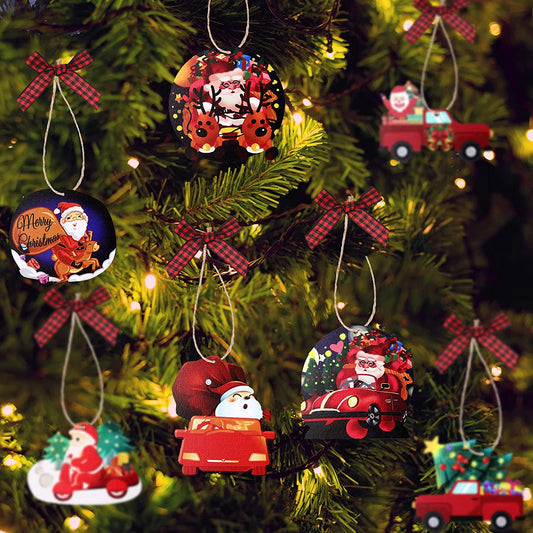 16 Pieces Christmas Wood Truck Ornaments Christmas Red Truck Ornaments Christmas Truck Hanging Crafts Wooden Ornament Xmas Red Truck