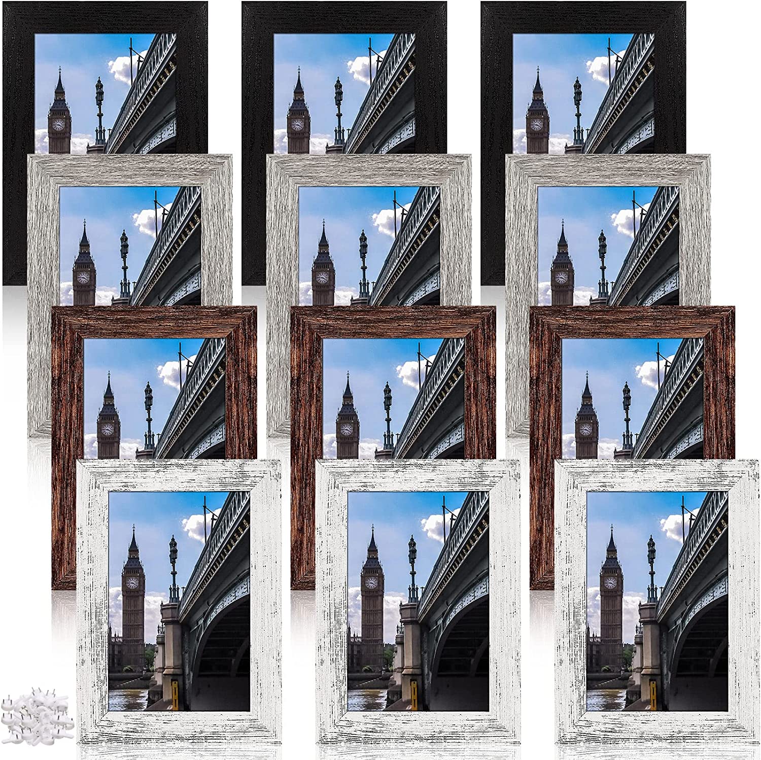 Picture Frame Distressed Farmhouse Photo Frames Wood Rustic Picture Frames Set