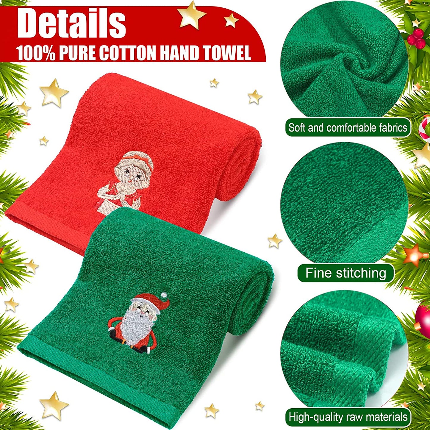 2 Pieces Christmas Hand Towels Bathroom Towels for Home Kitchen Bathroom Cleaning