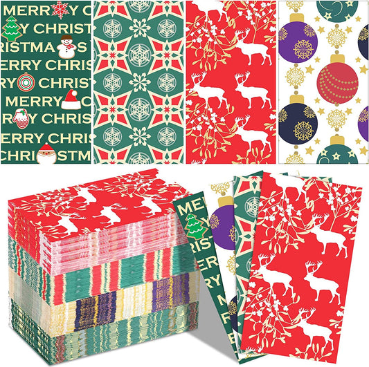 100 Pieces Christmas Napkins Paper Christmas Guest Napkins