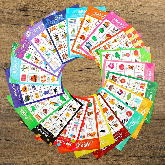 60 Pieces Scavenger Hunt Card for Kids and Family Themed Fun Scavenger Hunt Card for Family Parties Outdoor Activities