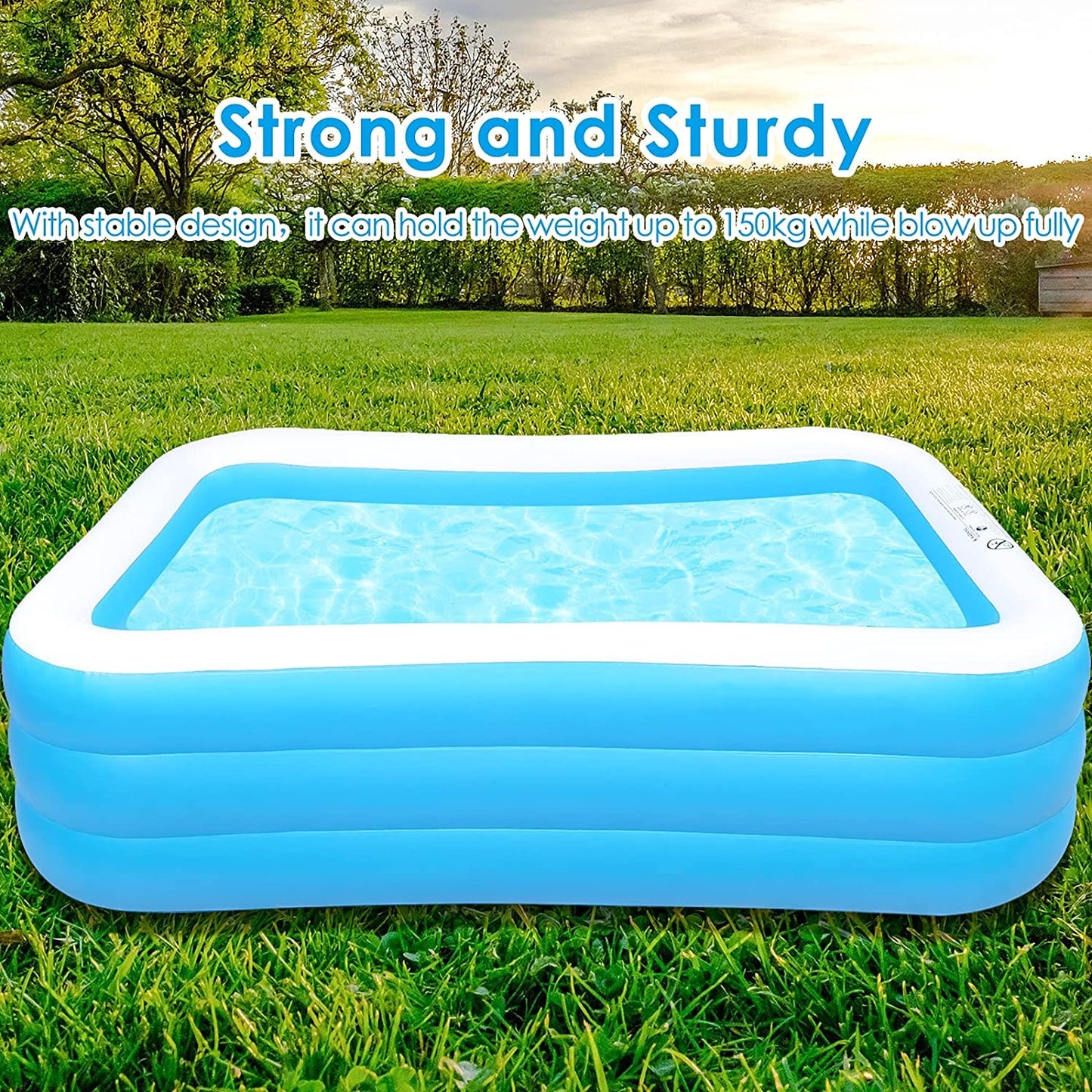 Large Inflatable Portable Kids Swimming Pool Blow Up Kiddie Pool