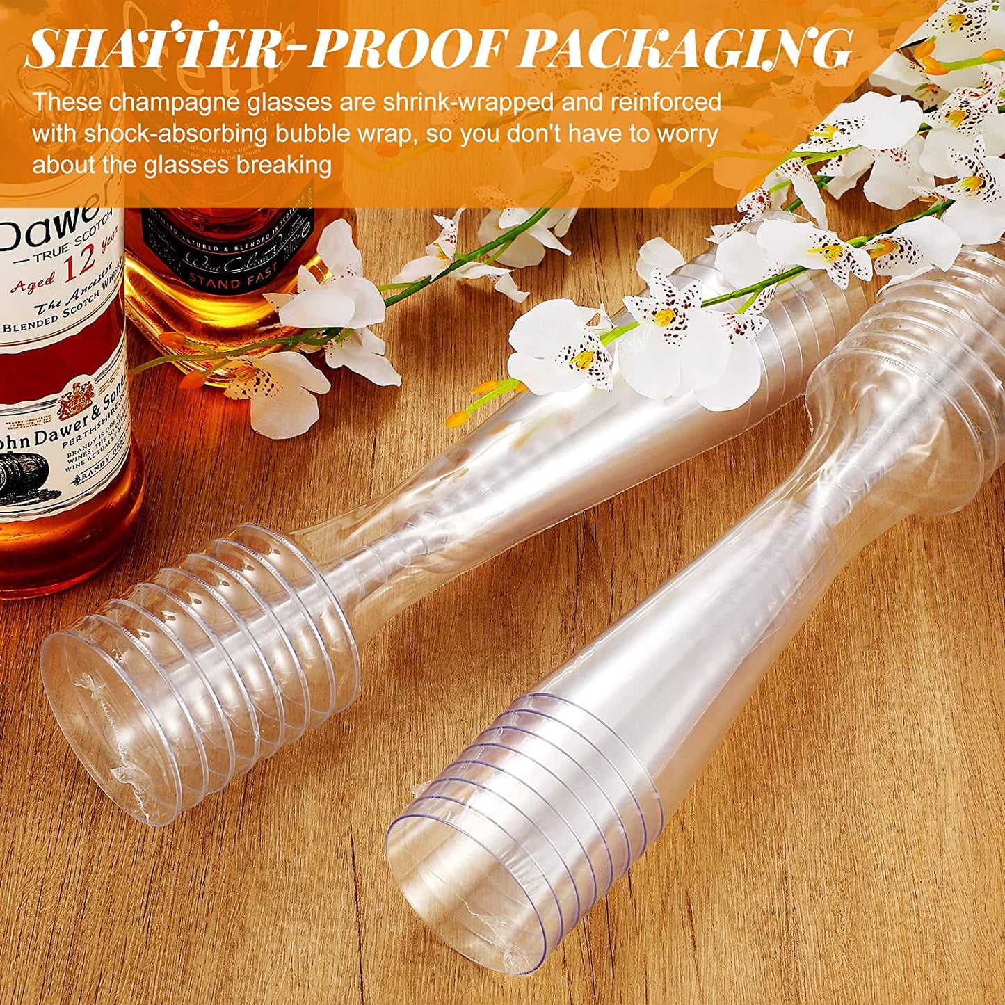 24 Pieces Plastic Champagne Flutes 5 oz Champagne Glasses Clear Plastic Wine Glasses Party Supplies