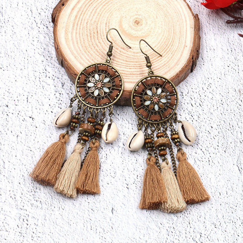 DRE02 BOHO Ethnic Tribal Tassel Earrings