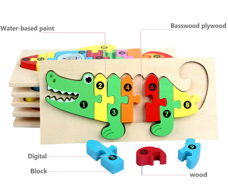 Wooden Puzzles Animal Cars Children's Jigsaw Puzzles Educational Toys