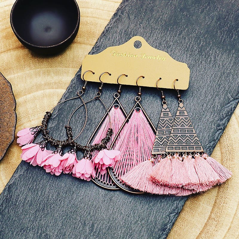 PE03 Pink Style Bohemian Earrings