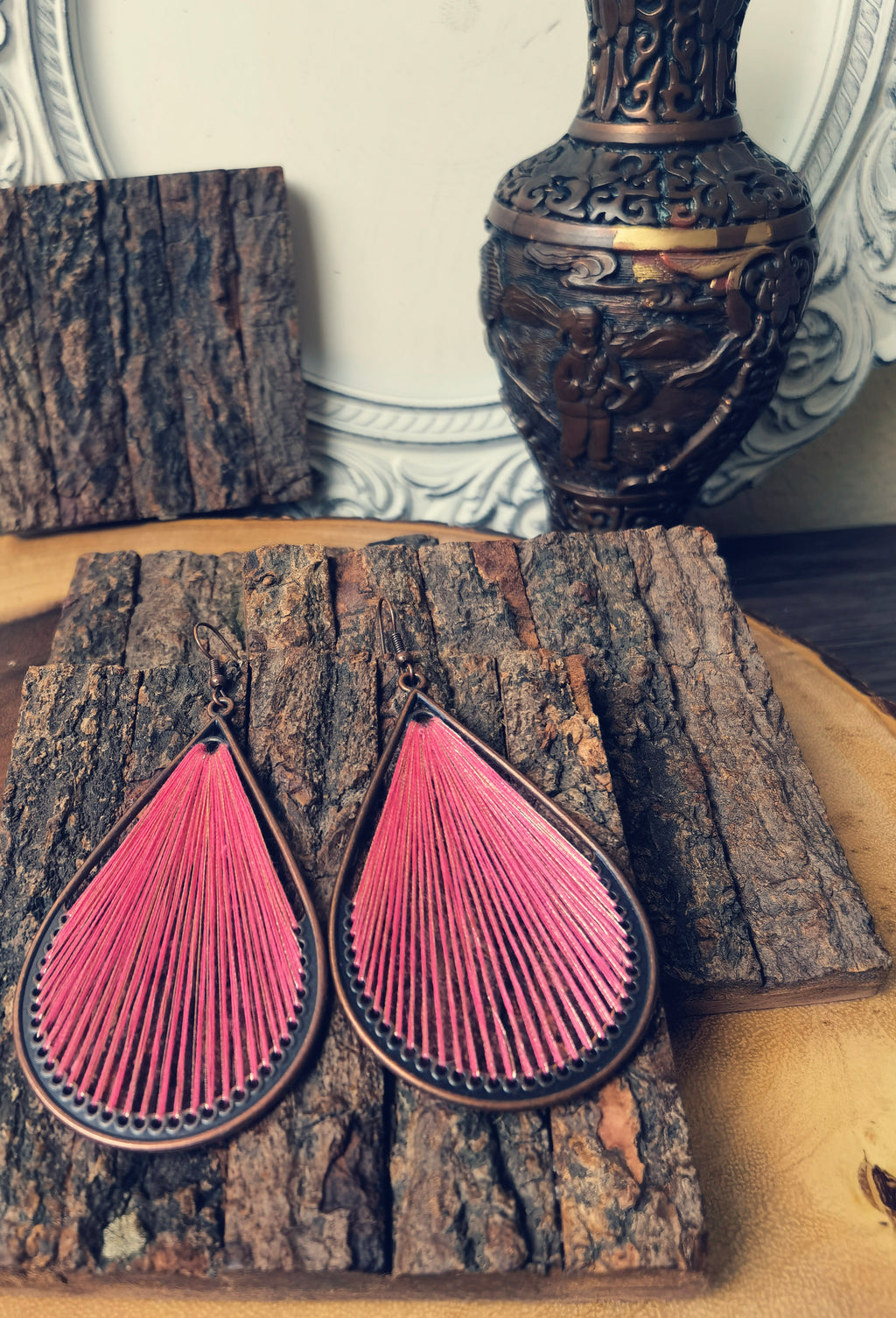 PEP02 Very Pretty Pink Tear Drop String Earrings