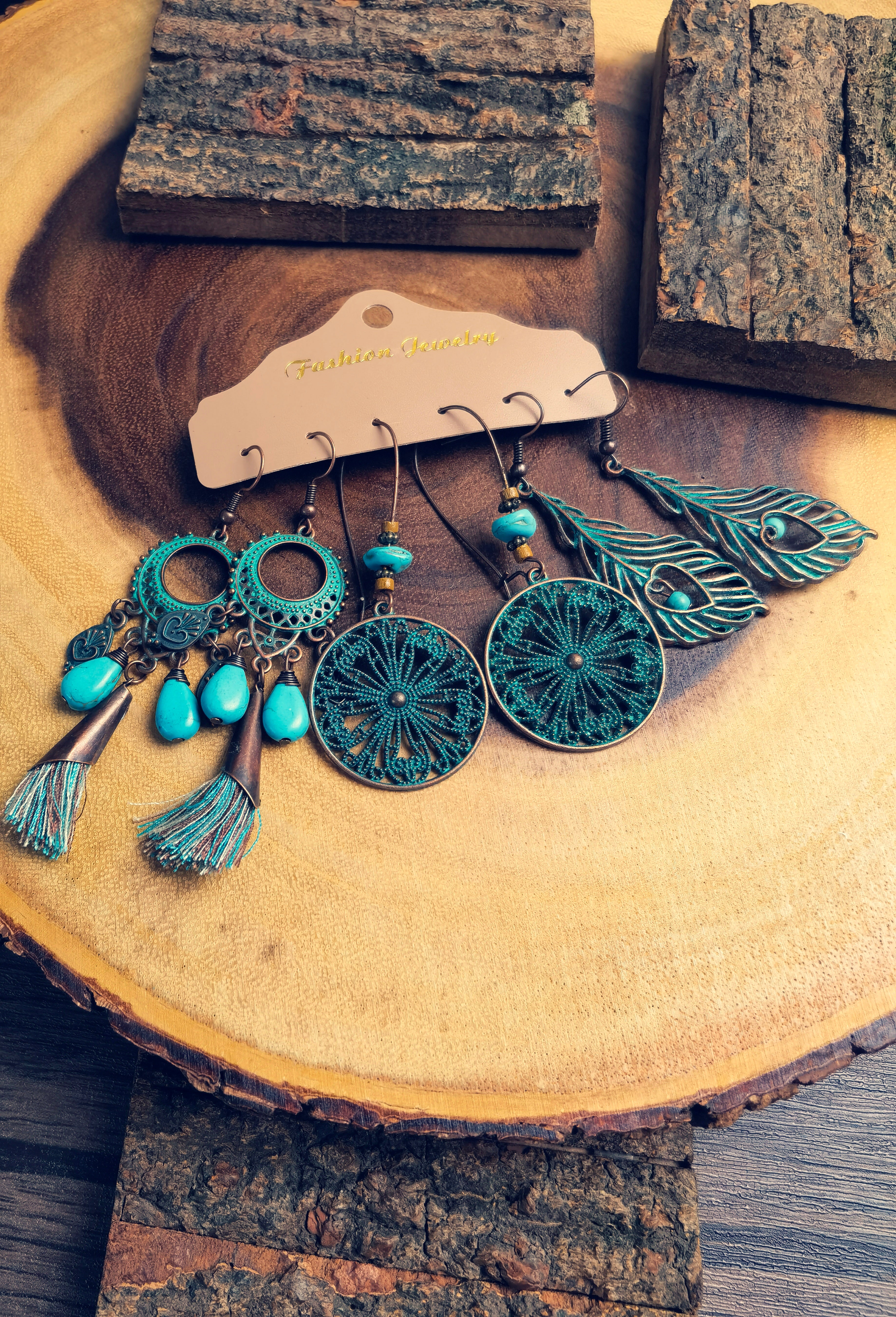 ME03 Cute Teal Boho Earrings Set