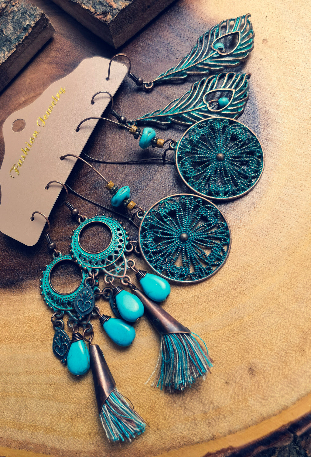 ME03 Cute Teal Boho Earrings Set