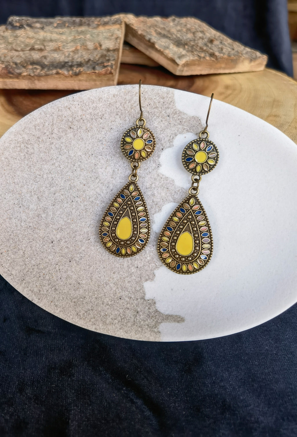 KYE02 Boho Flower Tear Drop Earrings