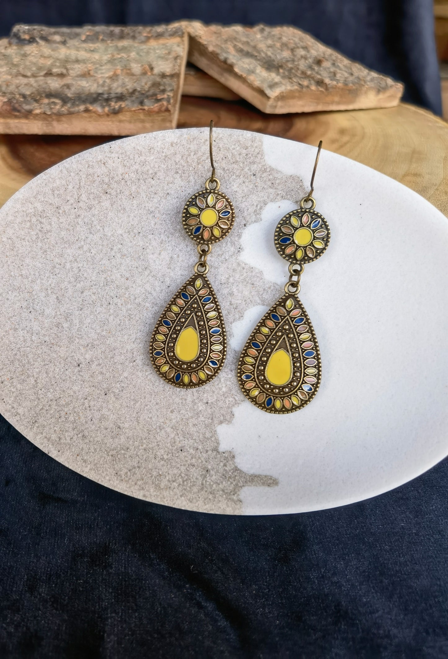 KYE02 Boho Flower Tear Drop Earrings