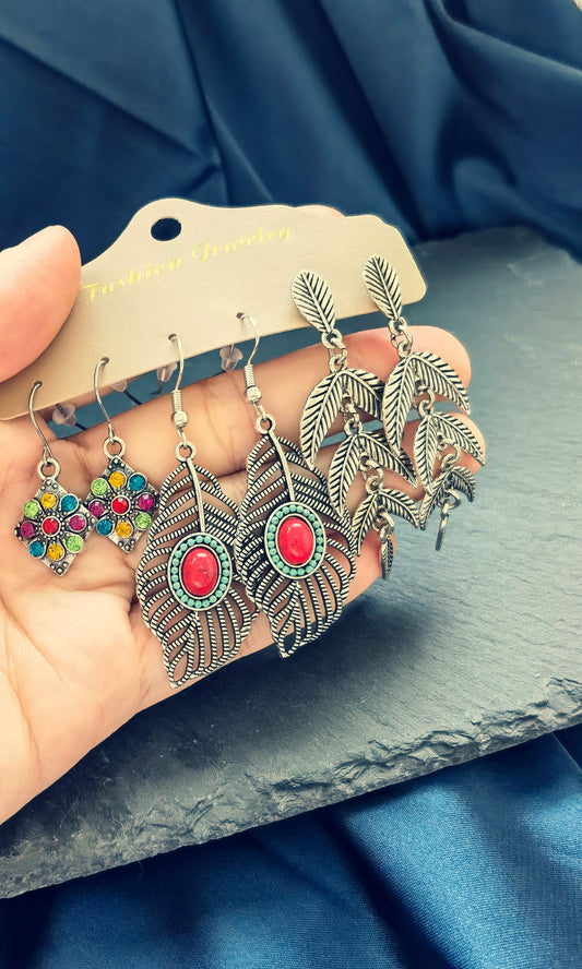 TE03 3 Pairs Boho Earrings Set