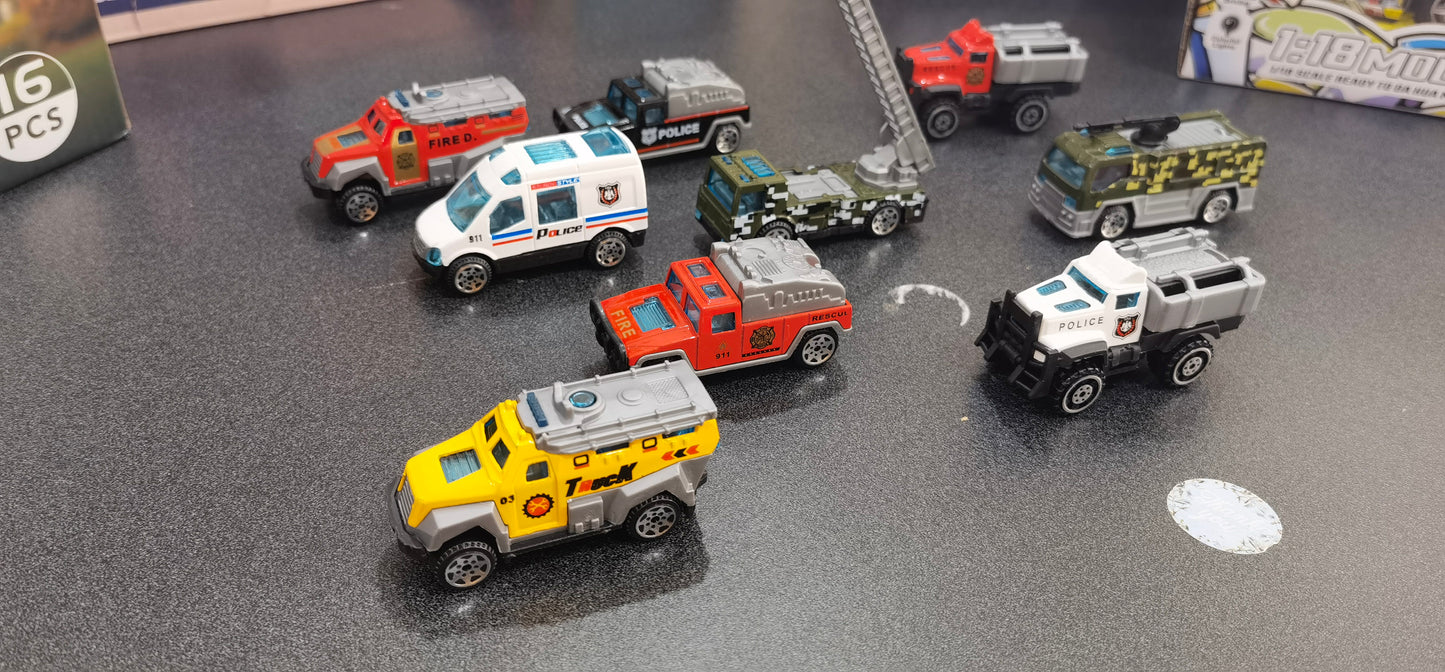 9pcs Cast Alloy Toy Vehicles