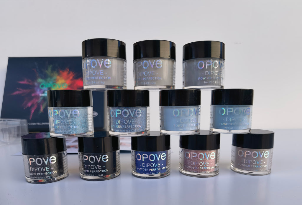 12 Colors Metallic Glitter Quick Drying Dipping Powder Set