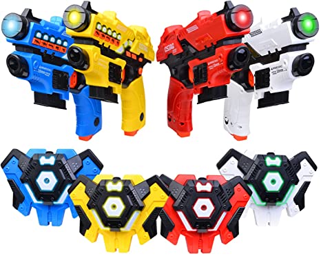 Laser Tag Guns Set of 4, Laser Tag Set for Kids Adults with 4 Team Player, Spray Function, Christmas Birthday Gifts Toys