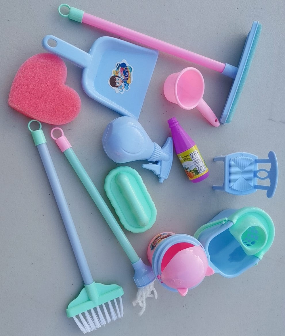 12pcs Miniature Pretend Cleaning Toy Set Dollhouse Cleaning