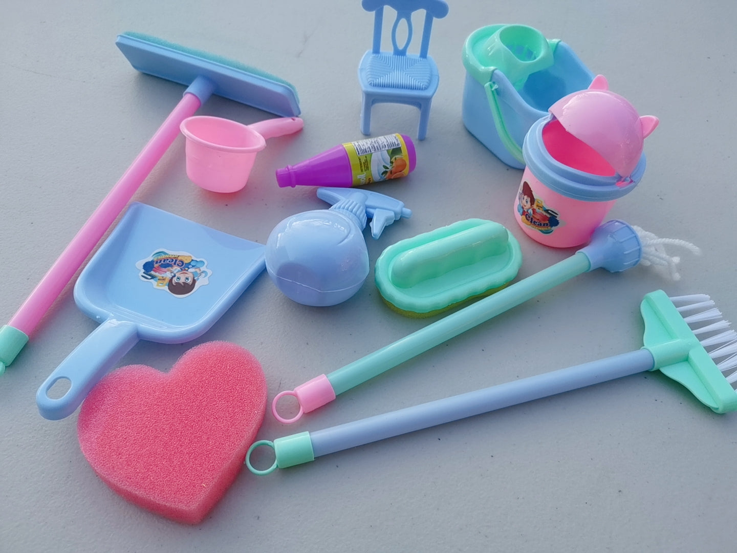 12pcs Miniature Pretend Cleaning Toy Set Dollhouse Cleaning