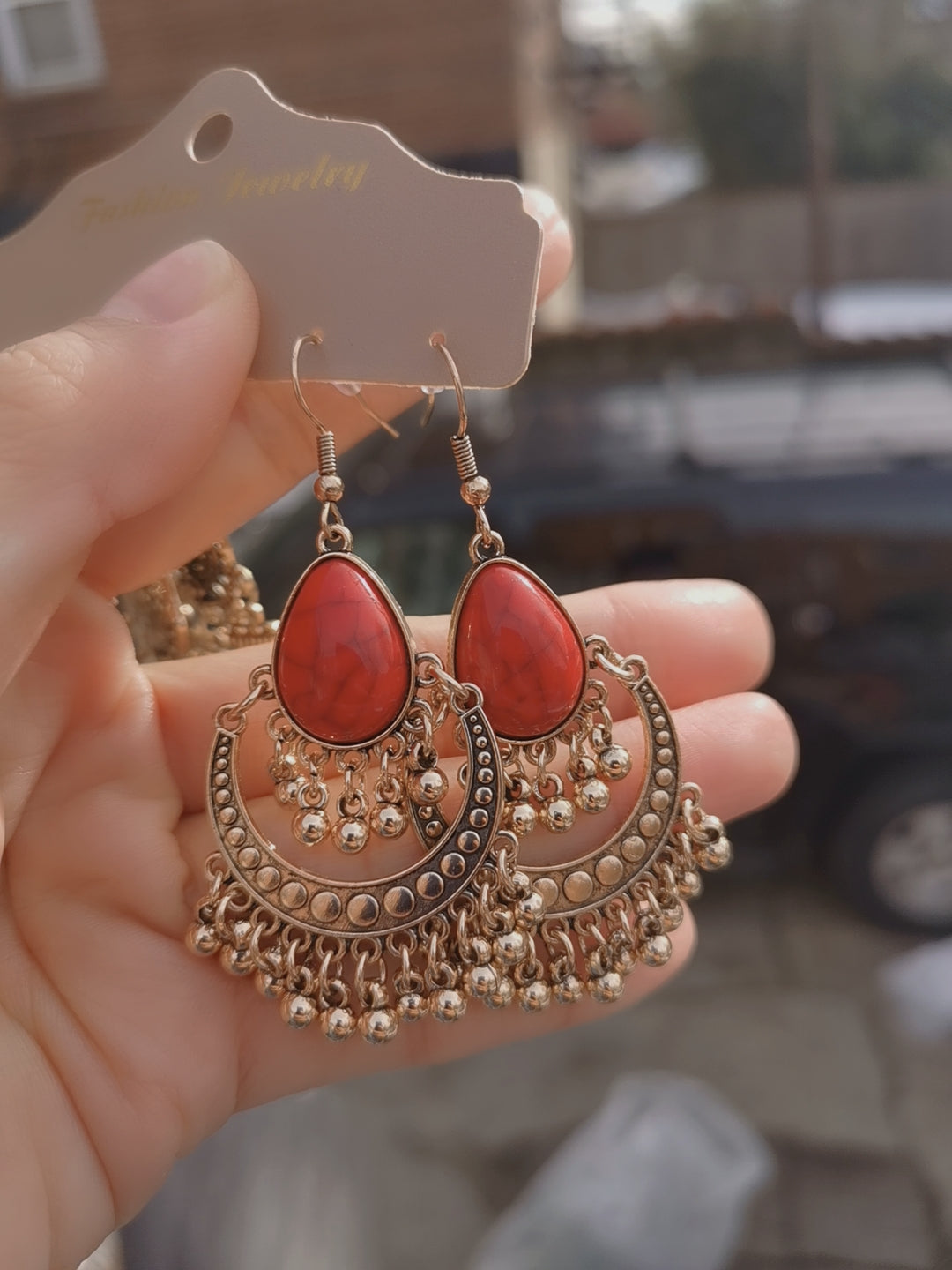 RGE02 Very Pretty Ruby Red Bohemian Earrings