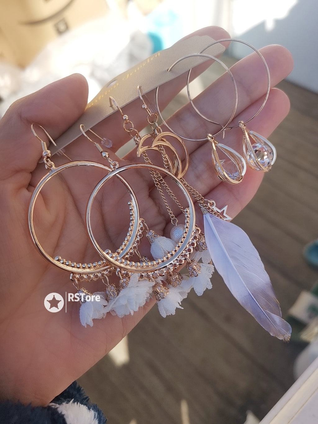 YME03 Lightweight Feather Earrings 3pairs Set
