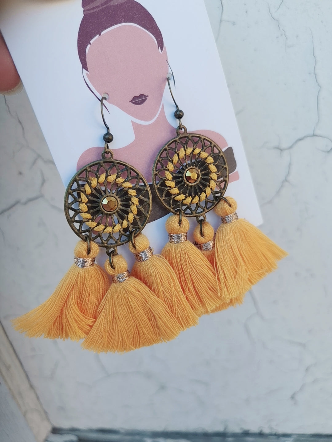 YGE02  Very Pretty Yellow Boho Earrings