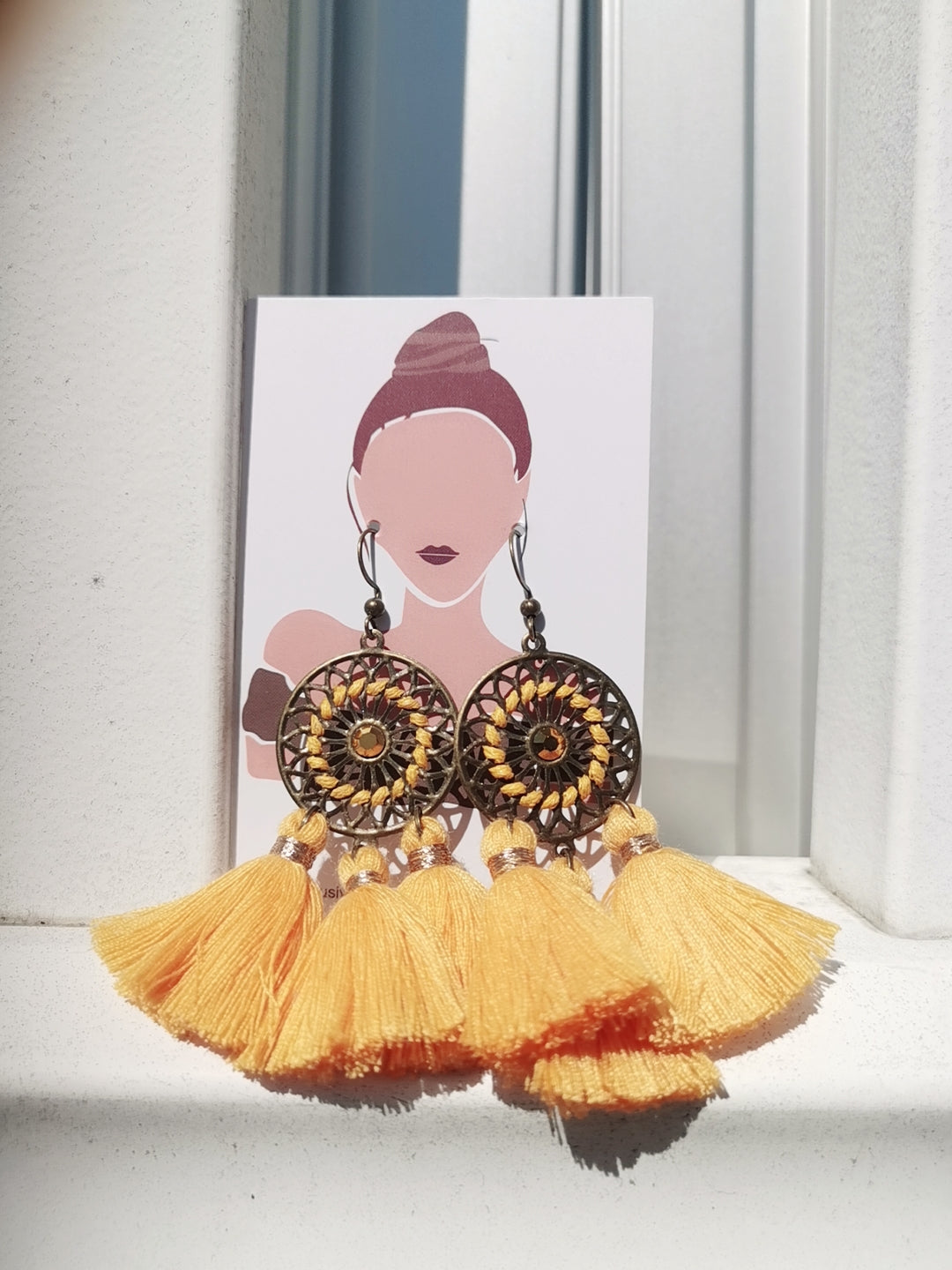 YGE02  Very Pretty Yellow Boho Earrings