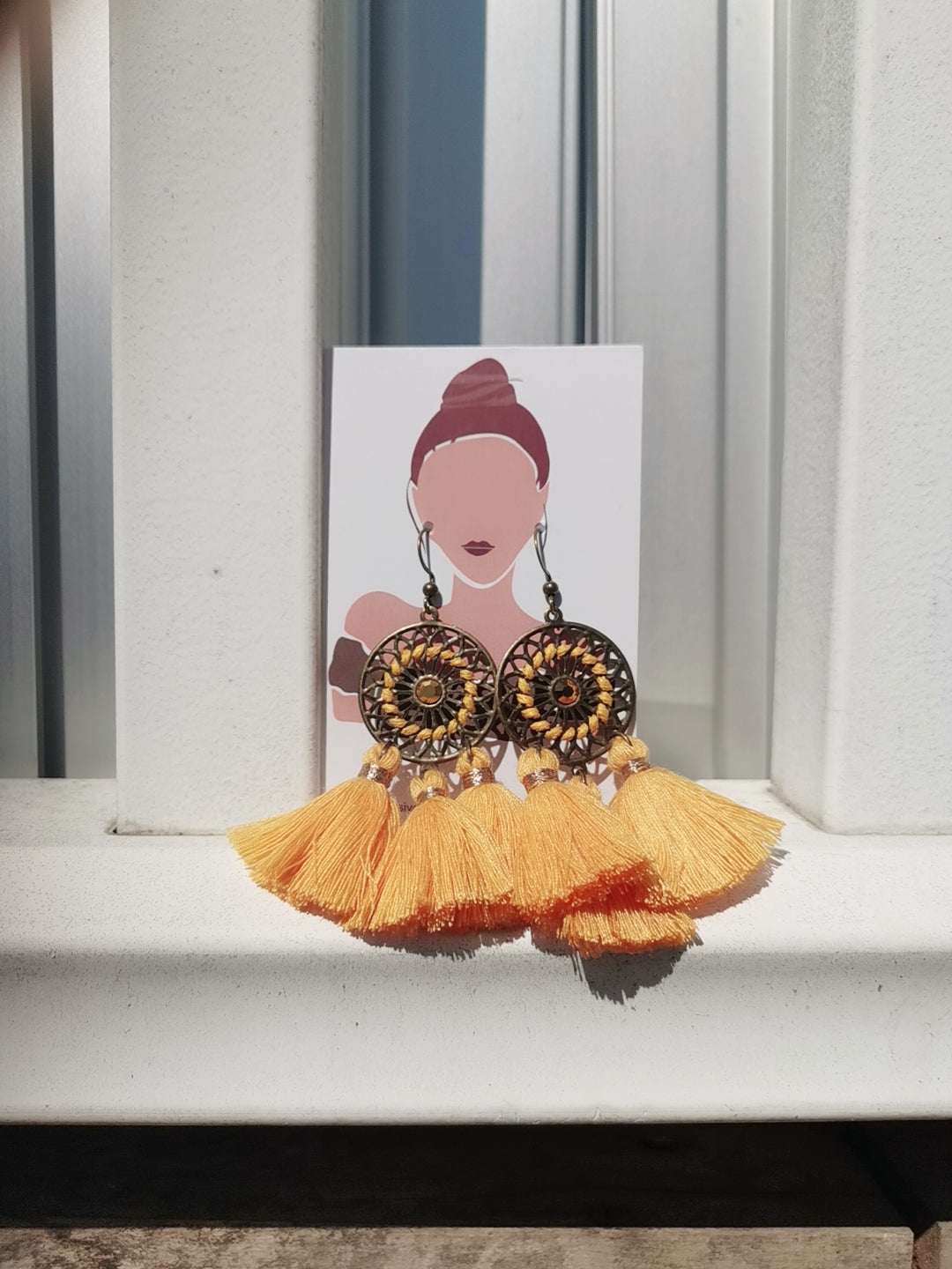 YGE02  Very Pretty Yellow Boho Earrings