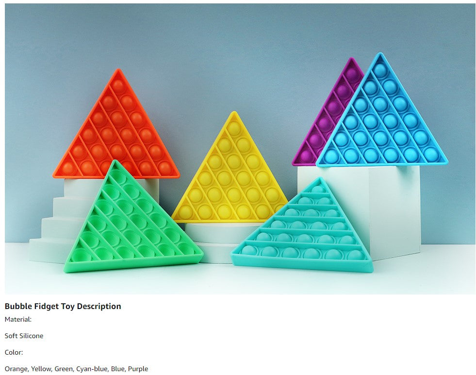 6 Pieces Triangle Shape Multicolor Dimple Pop Toy