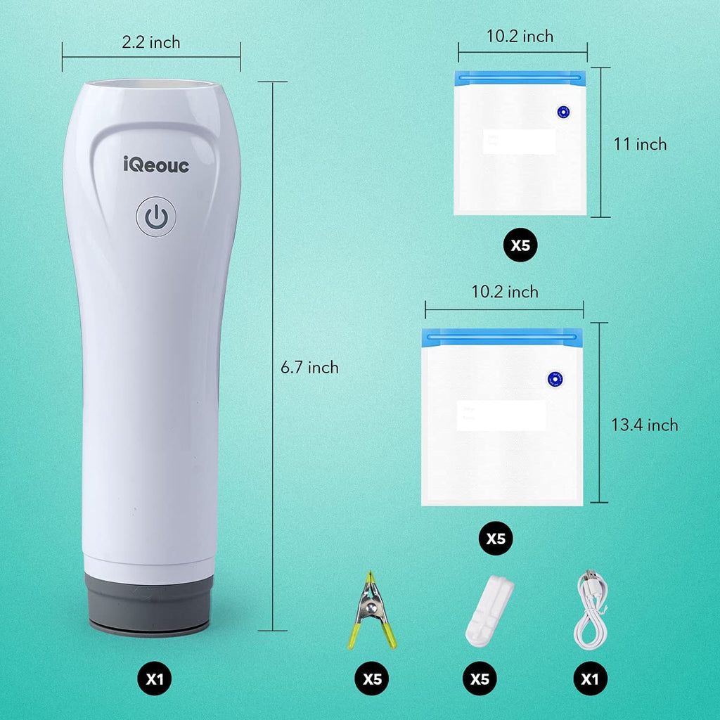 Handheld Vacuum Sealer, iQeouc Rechargeable Portable Food Saver Sealer Machine