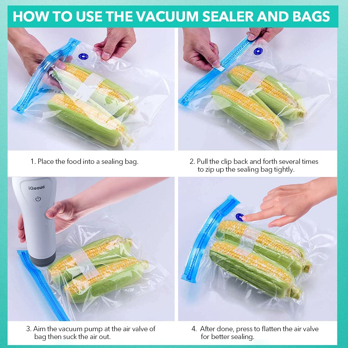 Handheld Vacuum Sealer, iQeouc Rechargeable Portable Food Saver Sealer Machine