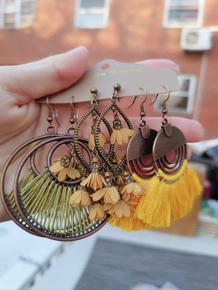 YE03 Very Beautiful Sunshine Yellow Boho Earrings