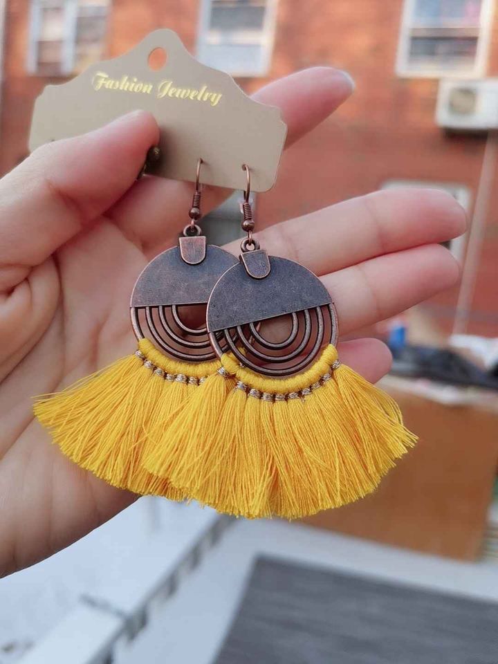 YE03 Very Beautiful Sunshine Yellow Boho Earrings