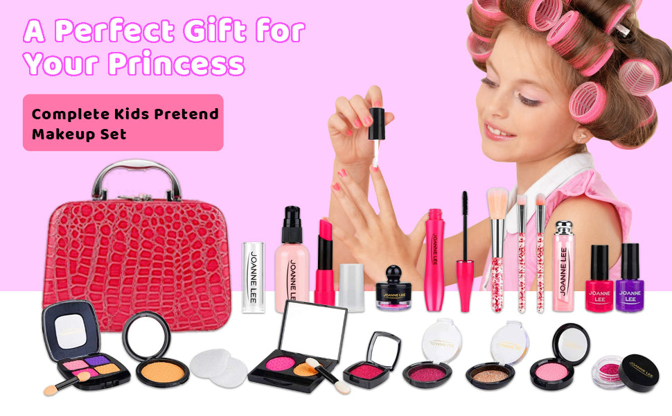 Pretend Makeup for Girls, Play Makeup Kit Set for Toddler Gifts with Cute Bag