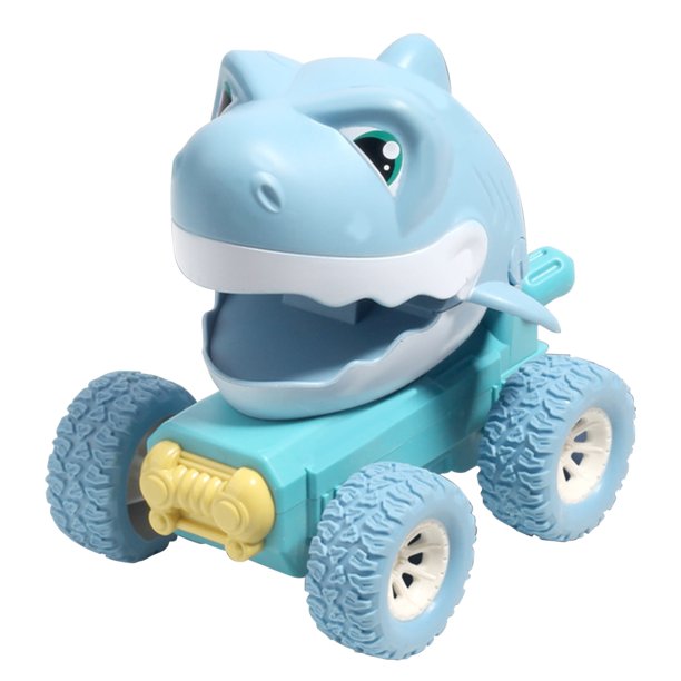 4 Pack Press and Go Baby Dinosaur Shark Toy Cars