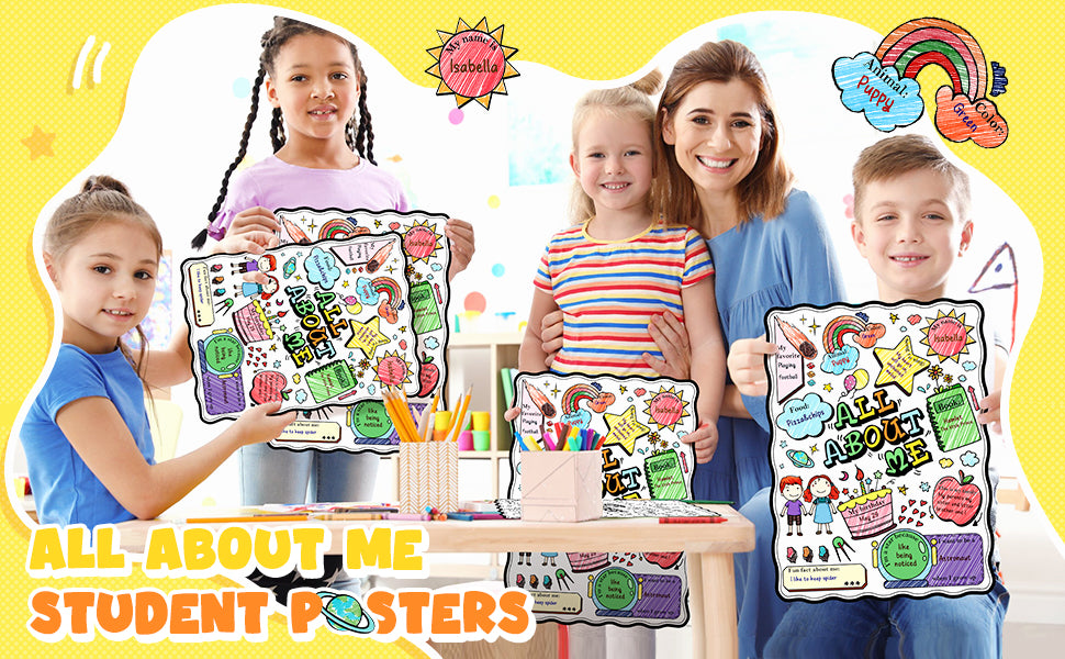 All About Me Student Coloring Posters Fill in Posters (25 Sheets)