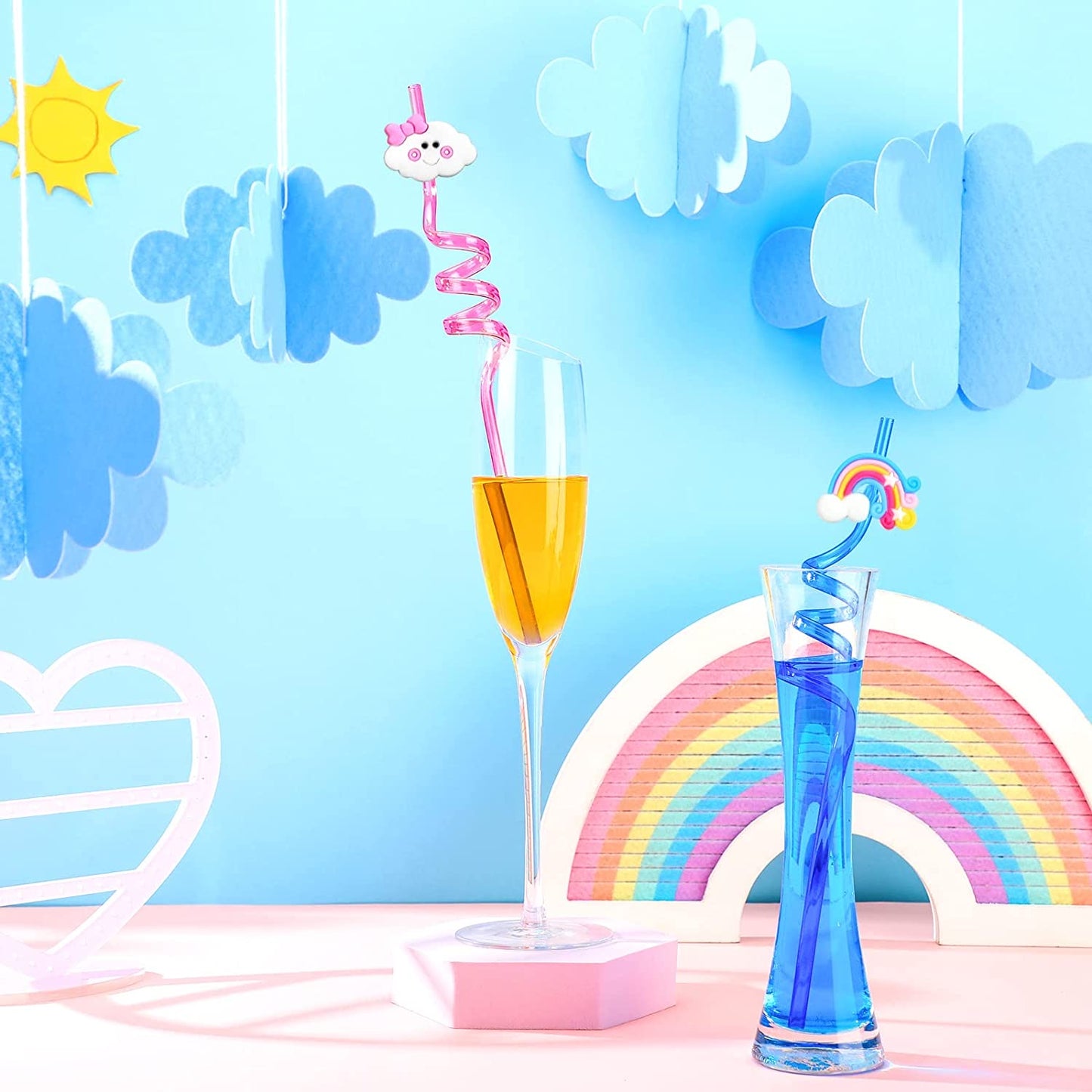 24pcs Party Straws Rainbow Straws