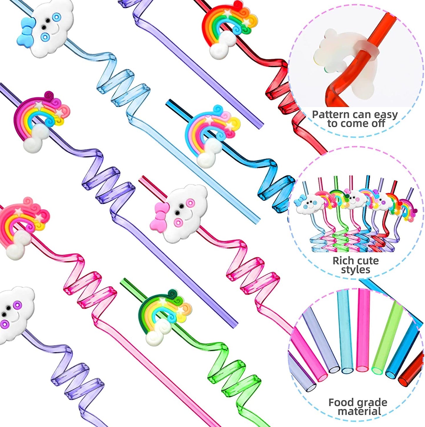 24pcs Party Straws Rainbow Straws