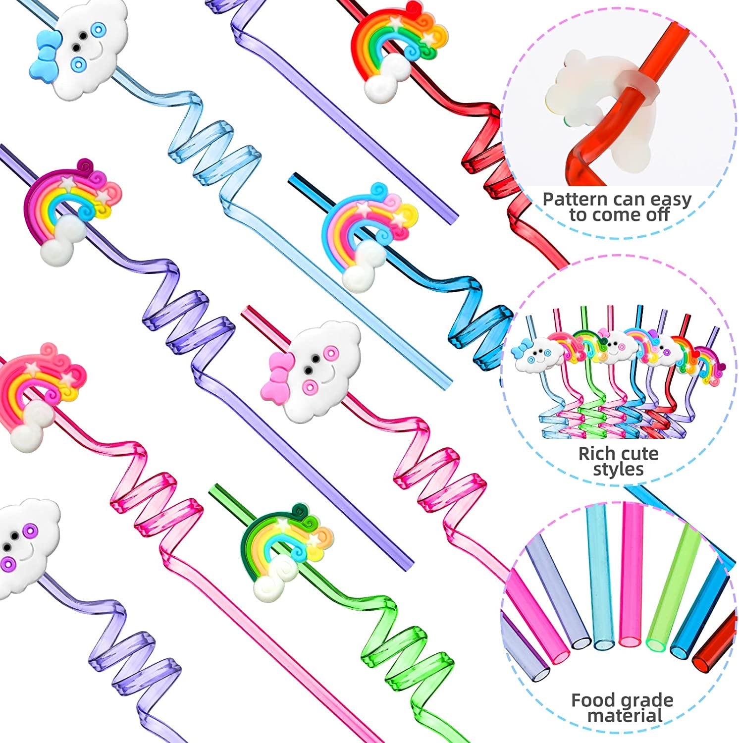 24pcs Party Straws Rainbow Straws
