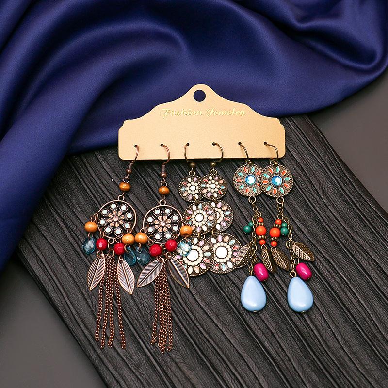 NE03 Boho Earrings Set 3 Pairs