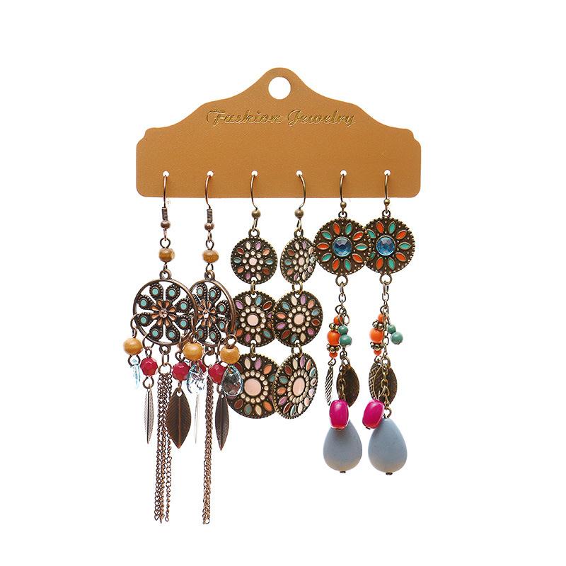 NE03 Boho Earrings Set 3 Pairs